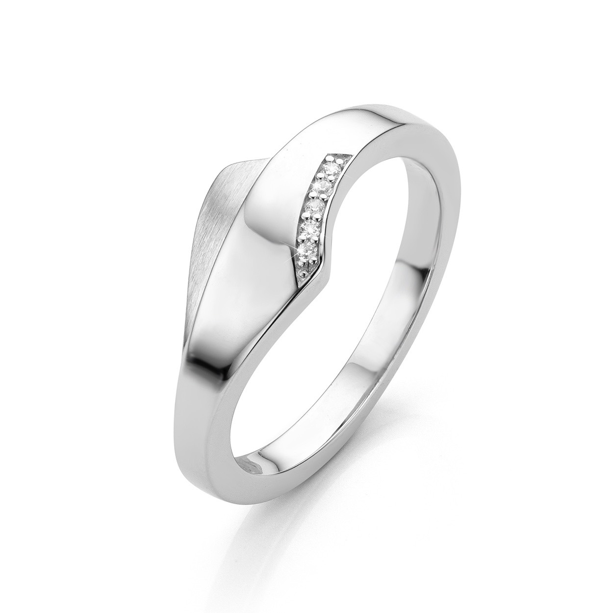 Zilveren ring met zirkonia, merk Breuning