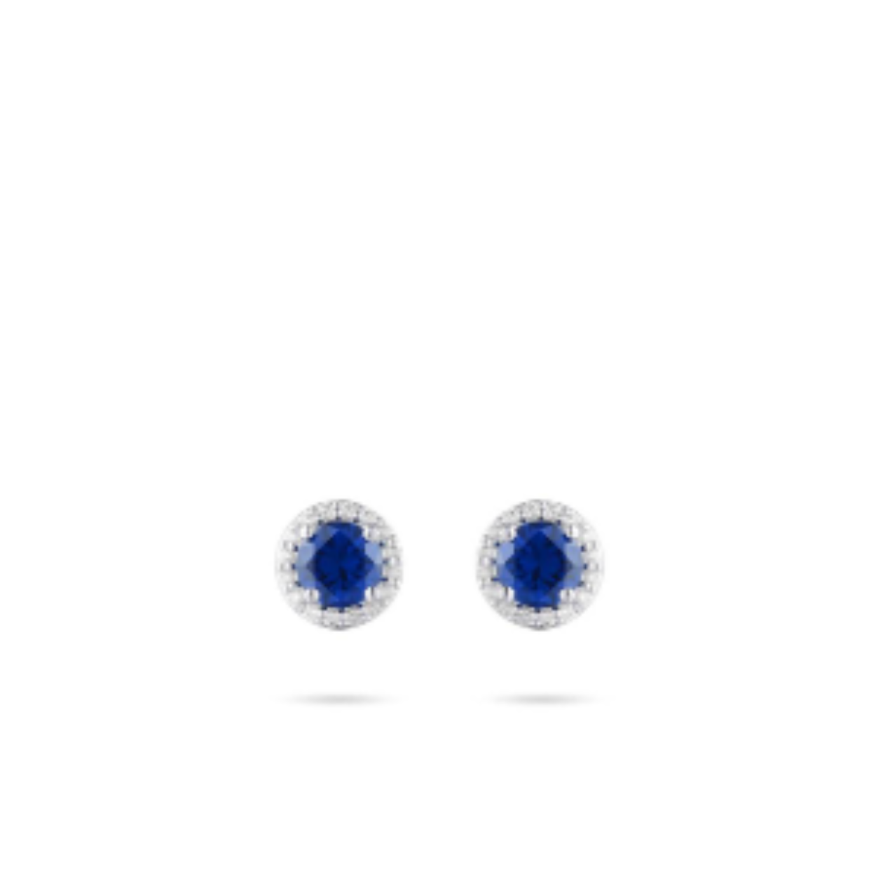 Zilveren oorknop met blauw en wit zirkonia.