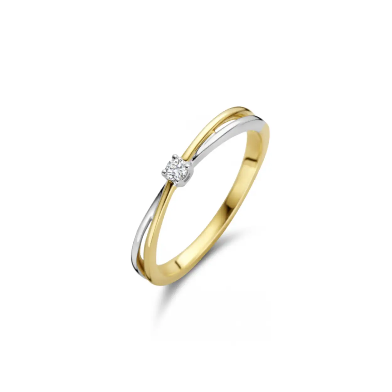 bicolor 14 karaats goud met een briljant geslepen diamant van 0.05 crt H/Si