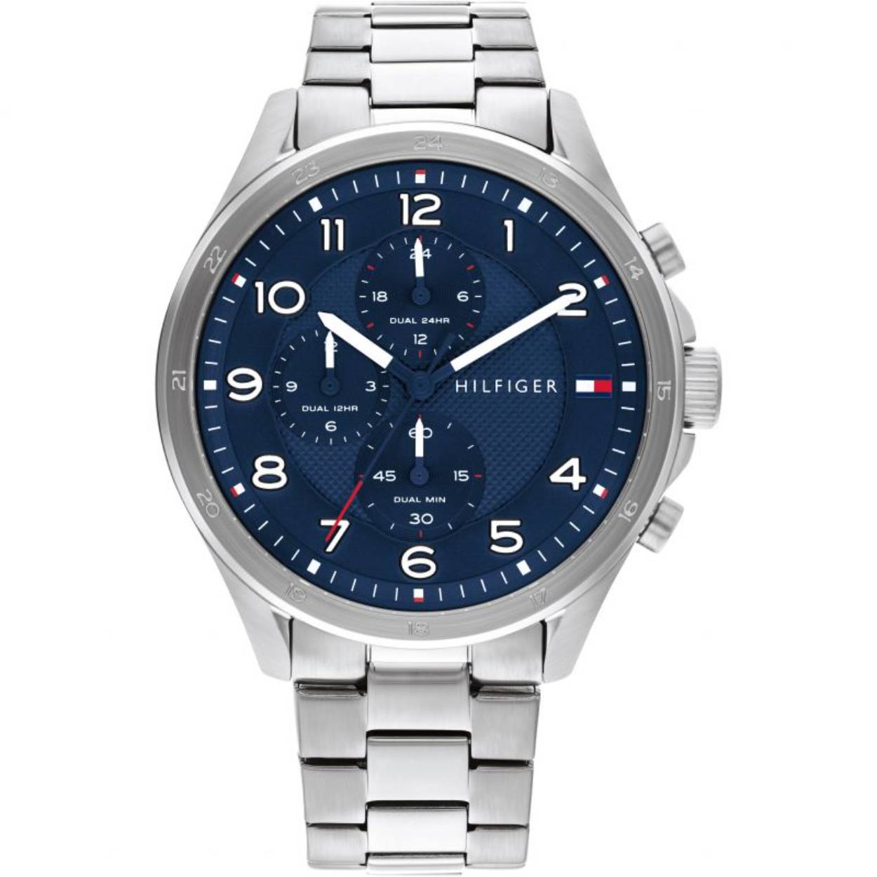 Prachtige Tommy Hilfiger horloge van de "Axel" serie. Mooi klassiek horloge door de index aan te geven met cijfers en daarbij geweldig gecombineerd met een moderne uitstraling door de dual functie. 