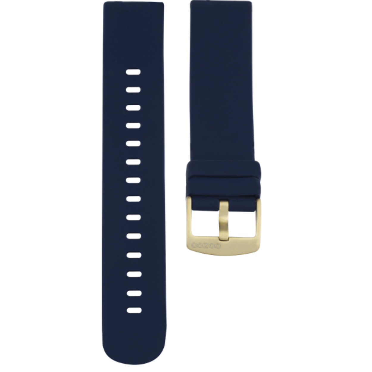 Rubberen horlogeband voor een Oozoo smartwatch 
Kleur donker blauw met een goudkleurige gesp