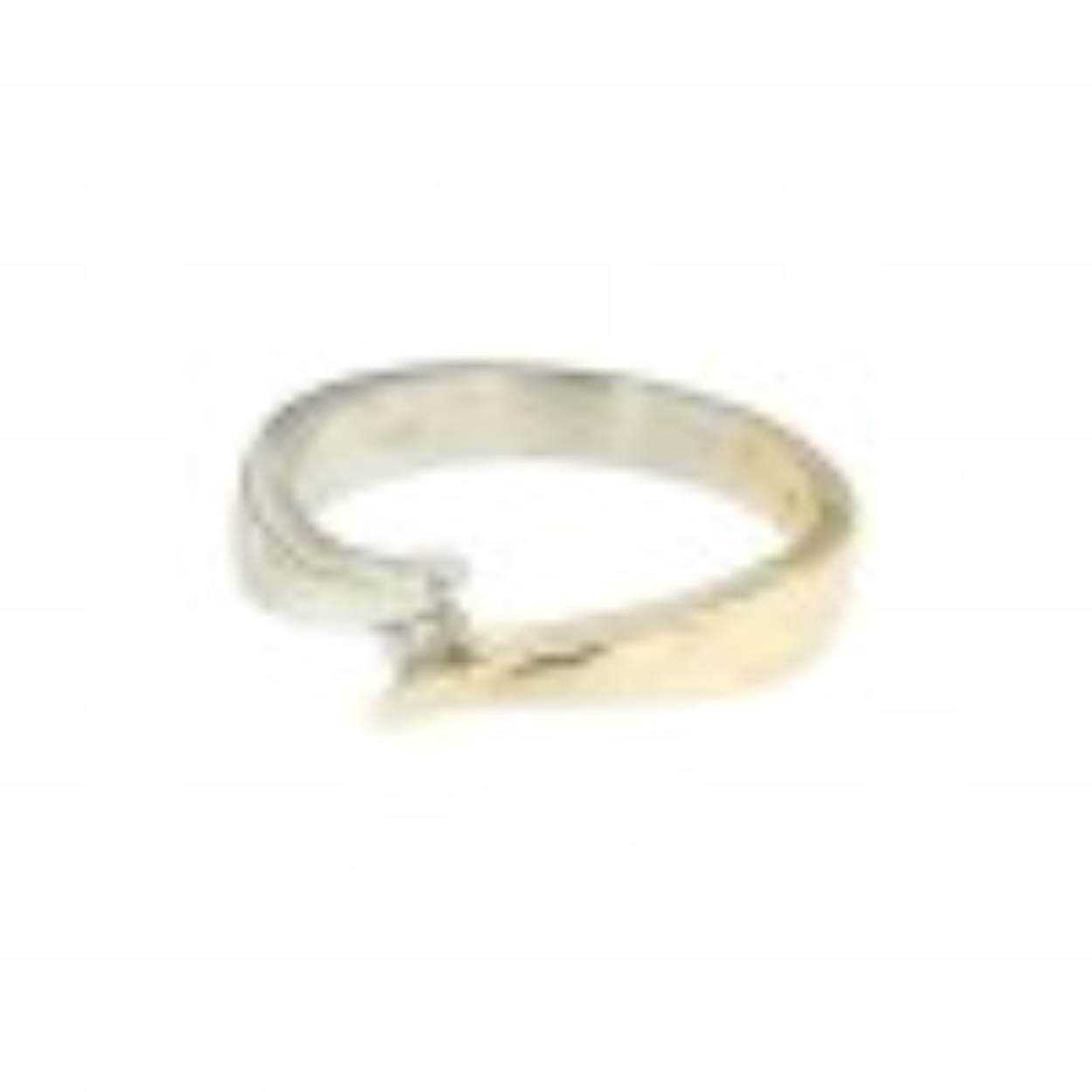 14k geel/witgouden slagring met 1 zirkonia