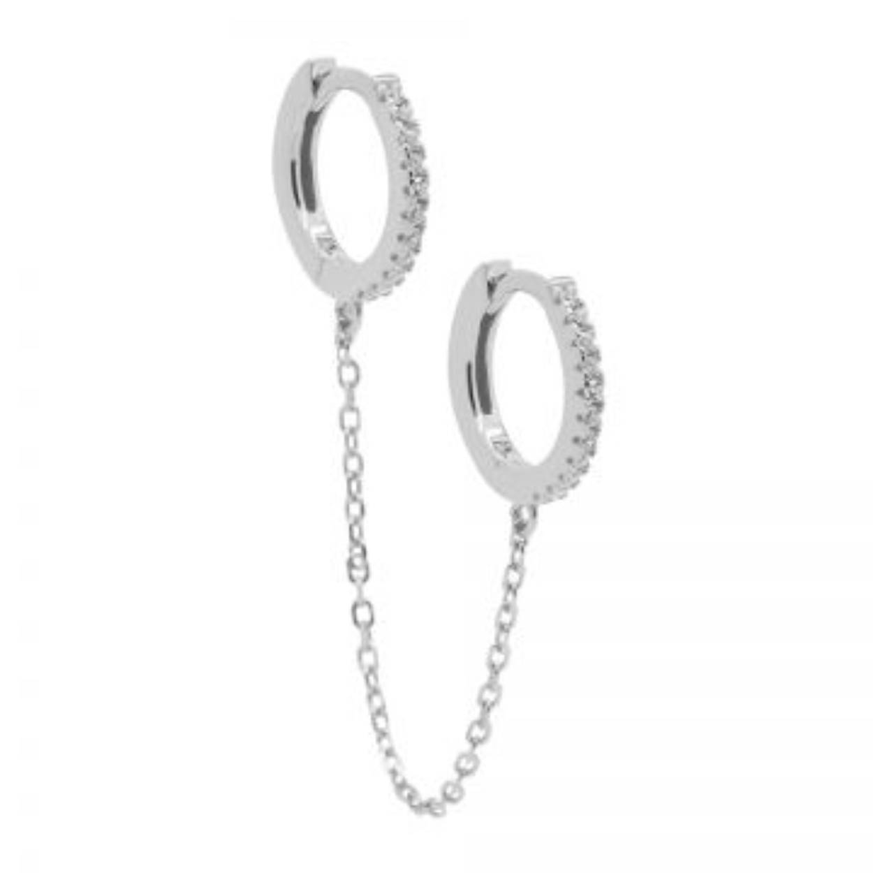 Hinged Hoops Double In Chains Silver