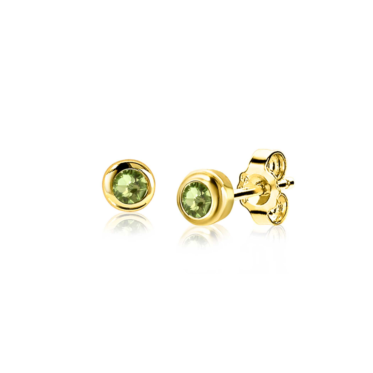 APRIL oorknoppen 4mm gold plated met geboortesteen diamant wit zirconia