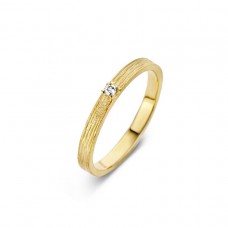 Gouden ring 18 kt met centrale briljant - briljant: 0,03 ct - 2,5mm breed