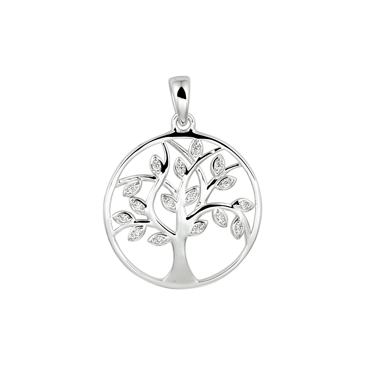Zilveren hanger levensboom  met kleine zirconia
