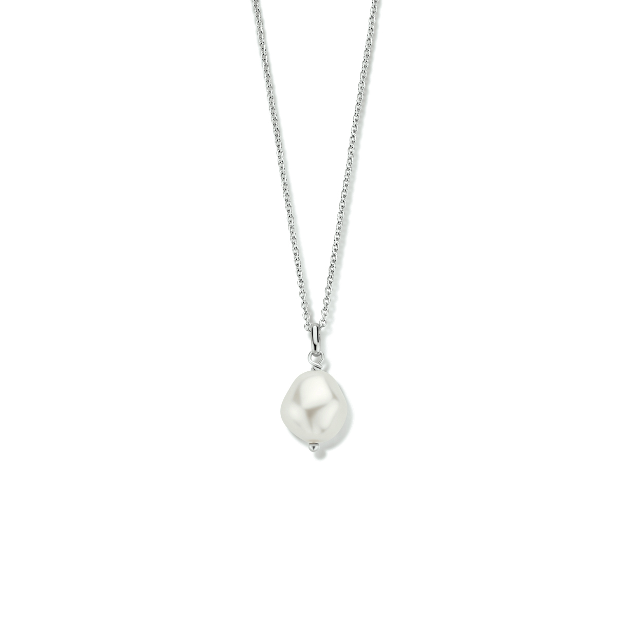 collier zilver 40cm met parel hanger 