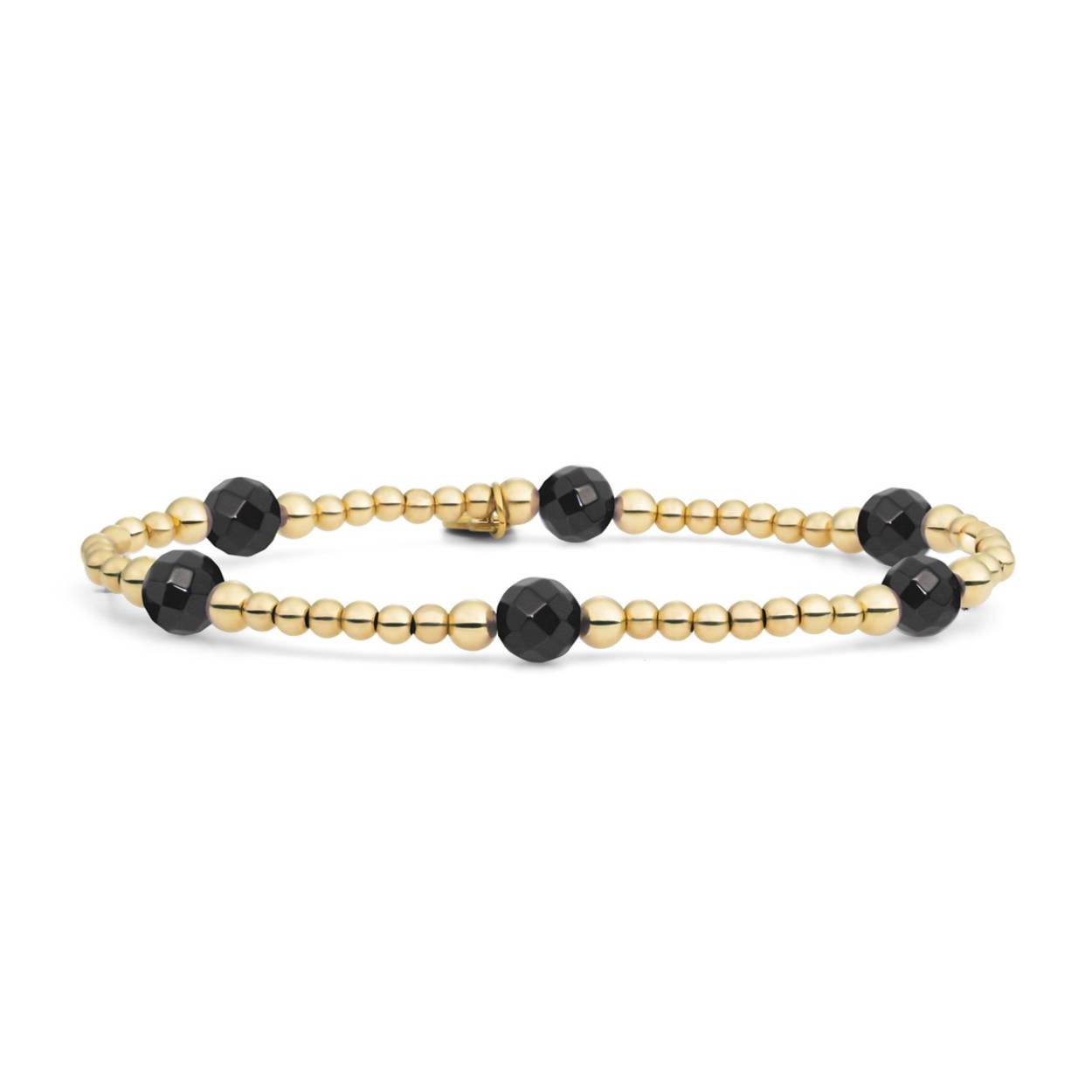 Dames armband goudkleurig met onyx