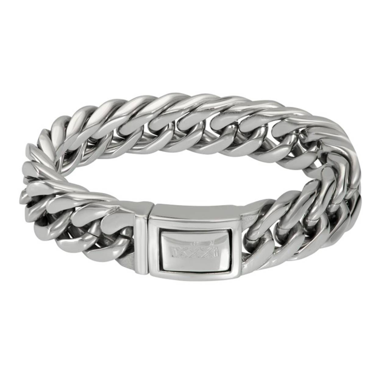 De iXXXi MEN armband Spain is gemaakt van stainless steel en is voorzien van een zilverkleurige uitvoering. De bracelet is voorzien van grove schakels die in een rij van twee schakels breed in elkaar gevlochten zitten. Bracelet Spain is voorzien van een langwerpige, zilverkleurige sluiting die perfect past bij het design van de gehele armband. De iXXXi herenarmband Spain is verkrijgbaar in de maten 20, 21 en 22. Mix en match met verschillende armbanden uit de iXXXi MEN collectie en maak zo jouw look compleet!