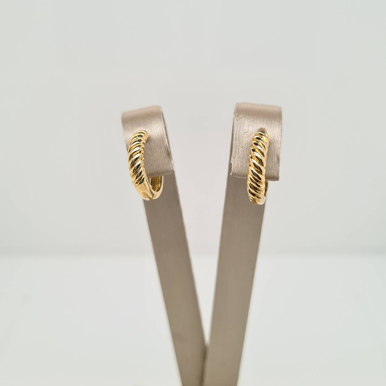14k Geelgouden klapoorringen. De klapoorringen hebben een diameter van 13mm en een dikte van 3mm.