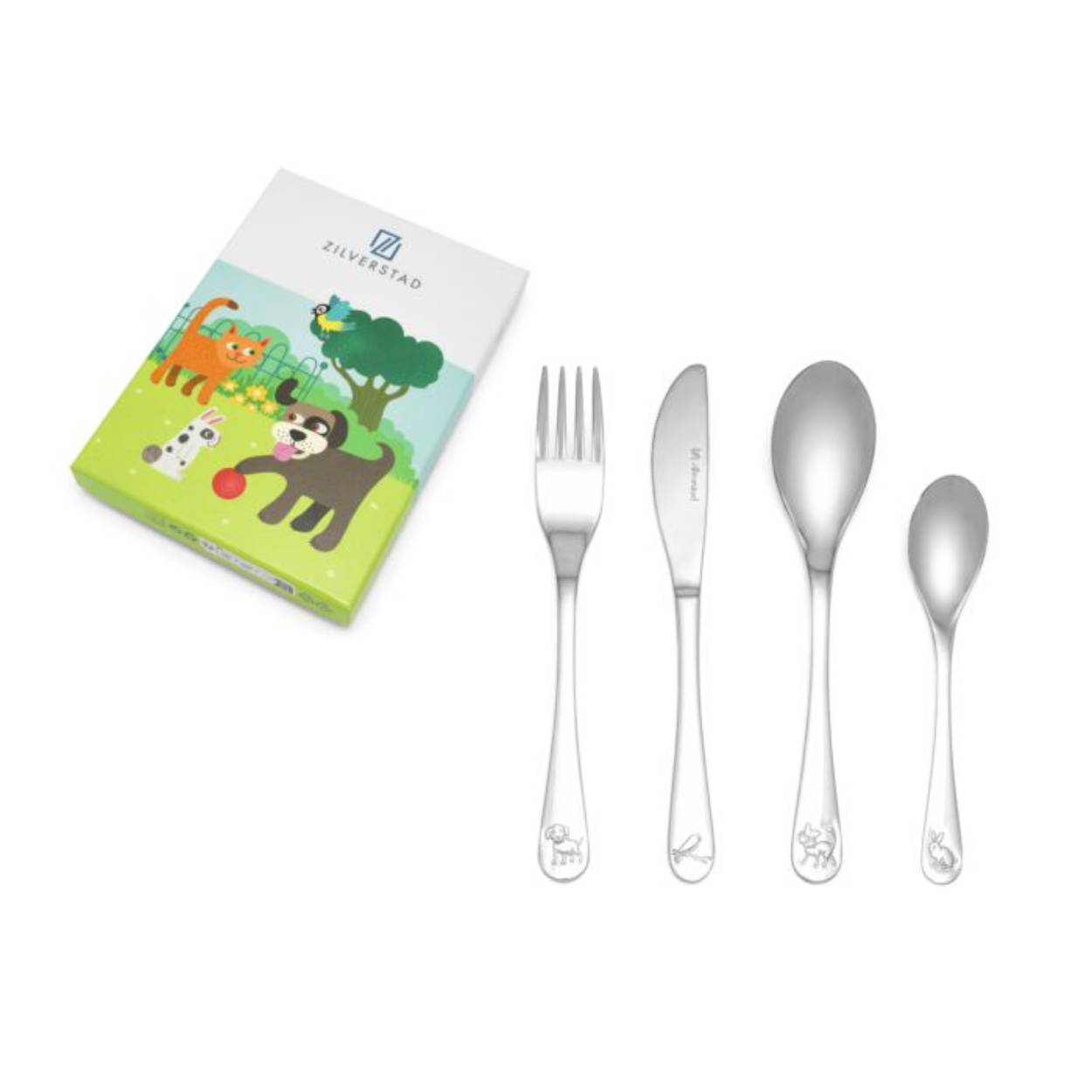 Dit 4-delig roestvrijstalen bestek is speciaal ontworpen voor kinderen, met een charmant dierenontwerp dat eten leuk maakt. Ideaal voor de dagelijkse maaltijden. Het bestek is gemakkelijk te hanteren door kleine kinderhandjes.