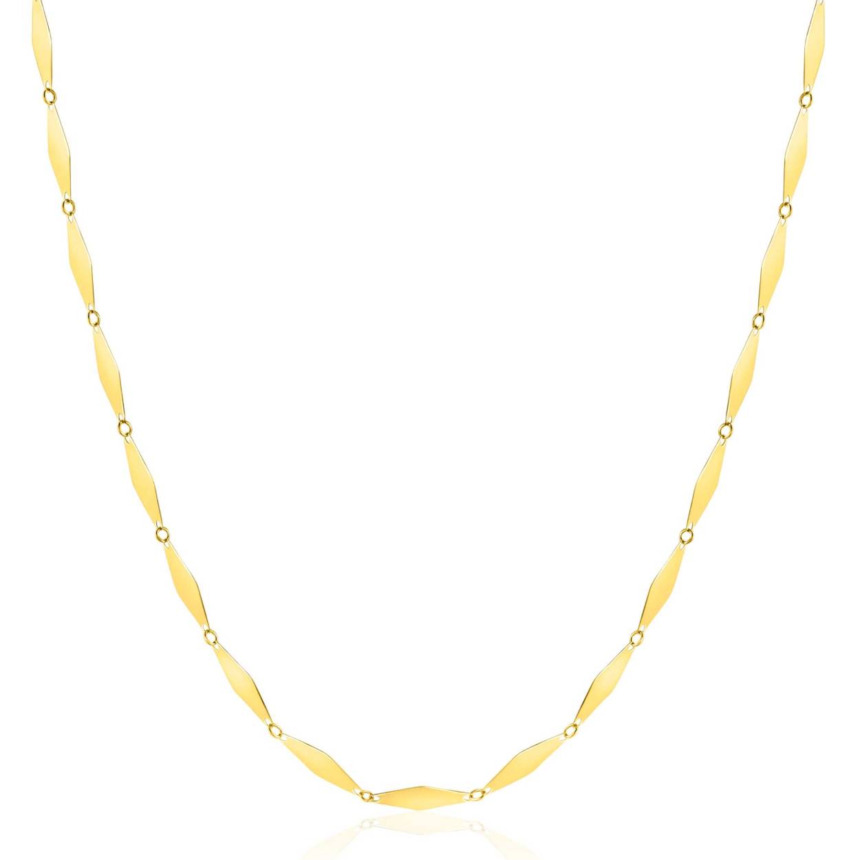 ZINZI Gold 14 krt gouden massieve ketting met glanzende lange ruitvormige schakels 3mm breed 45cm ZGC492
