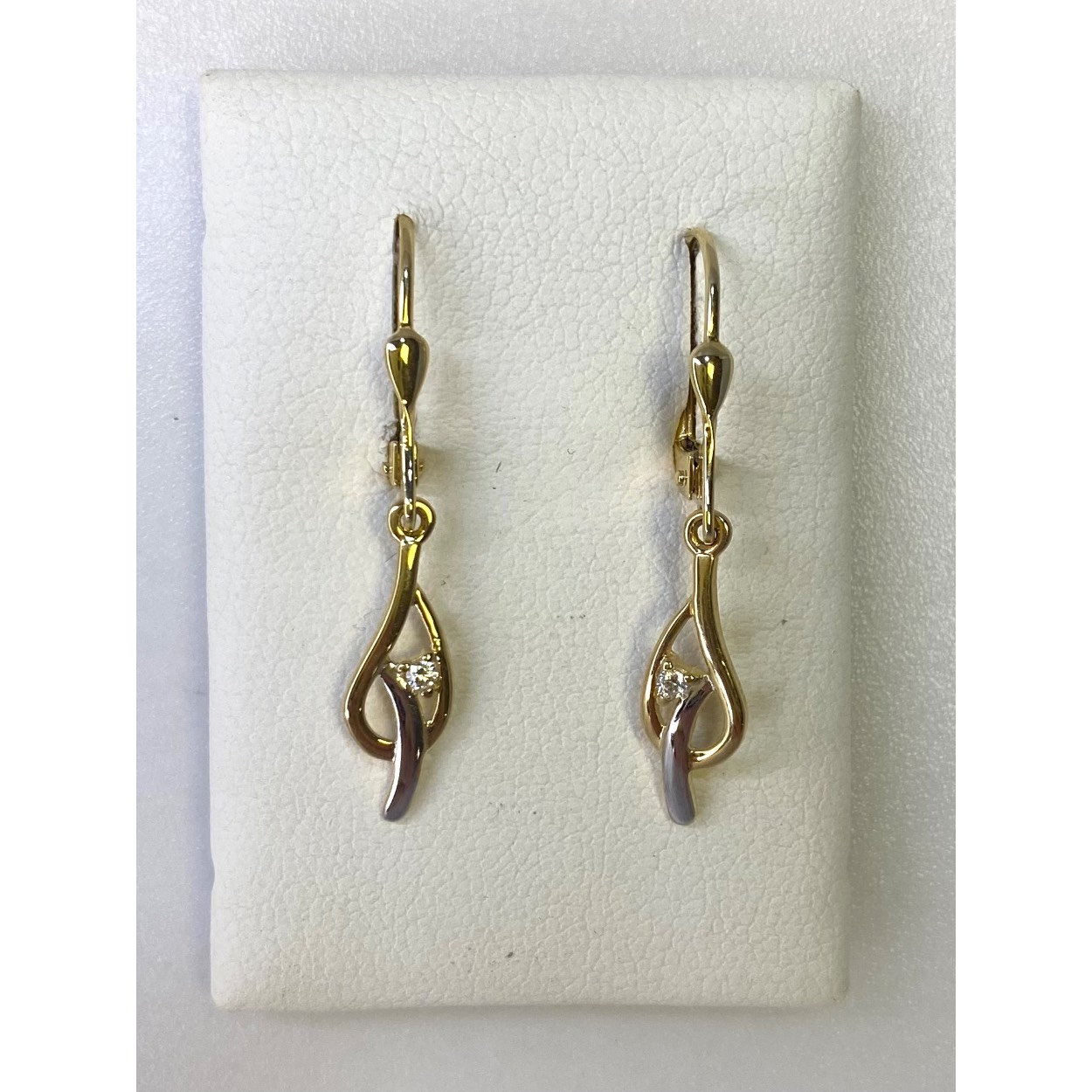 Gouden oorhanger Bicolor met zirkonia