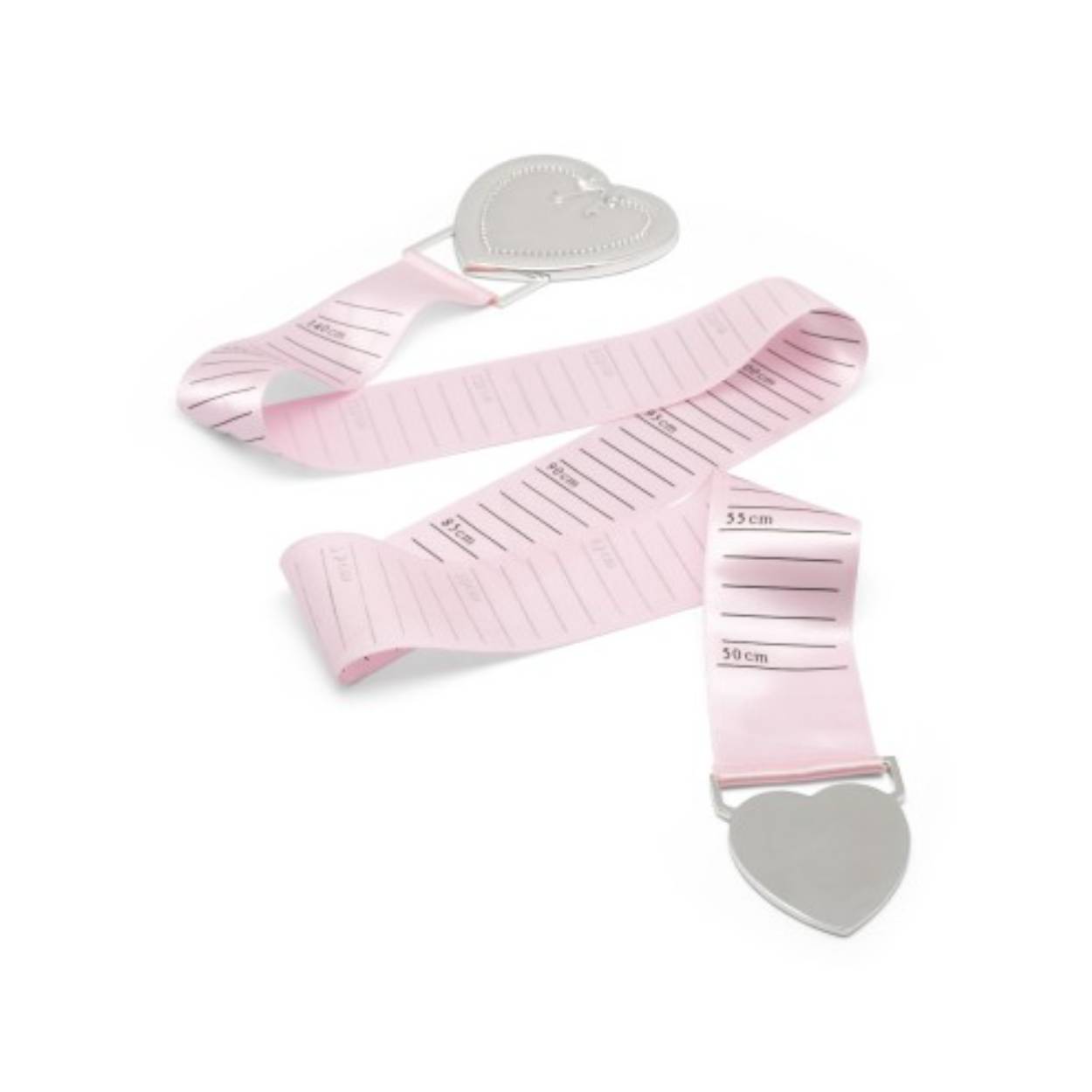 Verzilverde groeimeter roze of blauw met hart