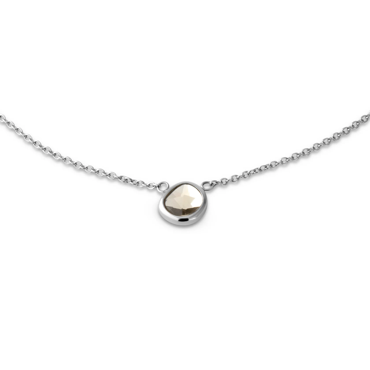 Melano collier Layla zilverkleurig met crystal steen 