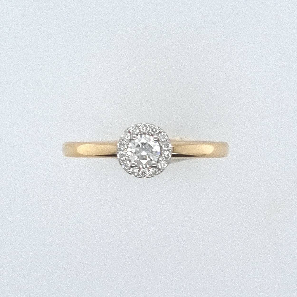 Ring geel en wit goud 18kt met diamanten .