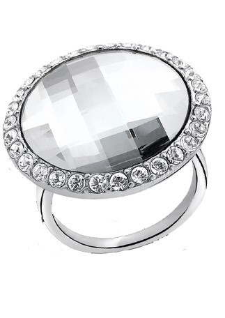 Zinzi zilveren ring met witte steen.
