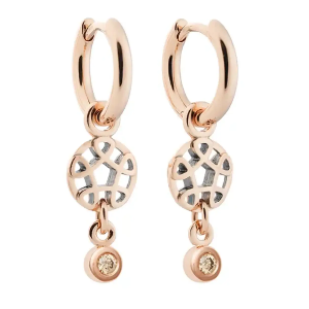 rose gouden BRON oorhanger met diamant