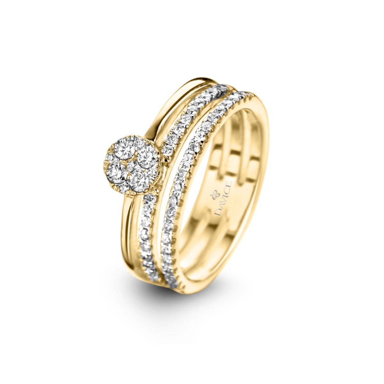 Ring Davice geel goud 18kt met diamanten