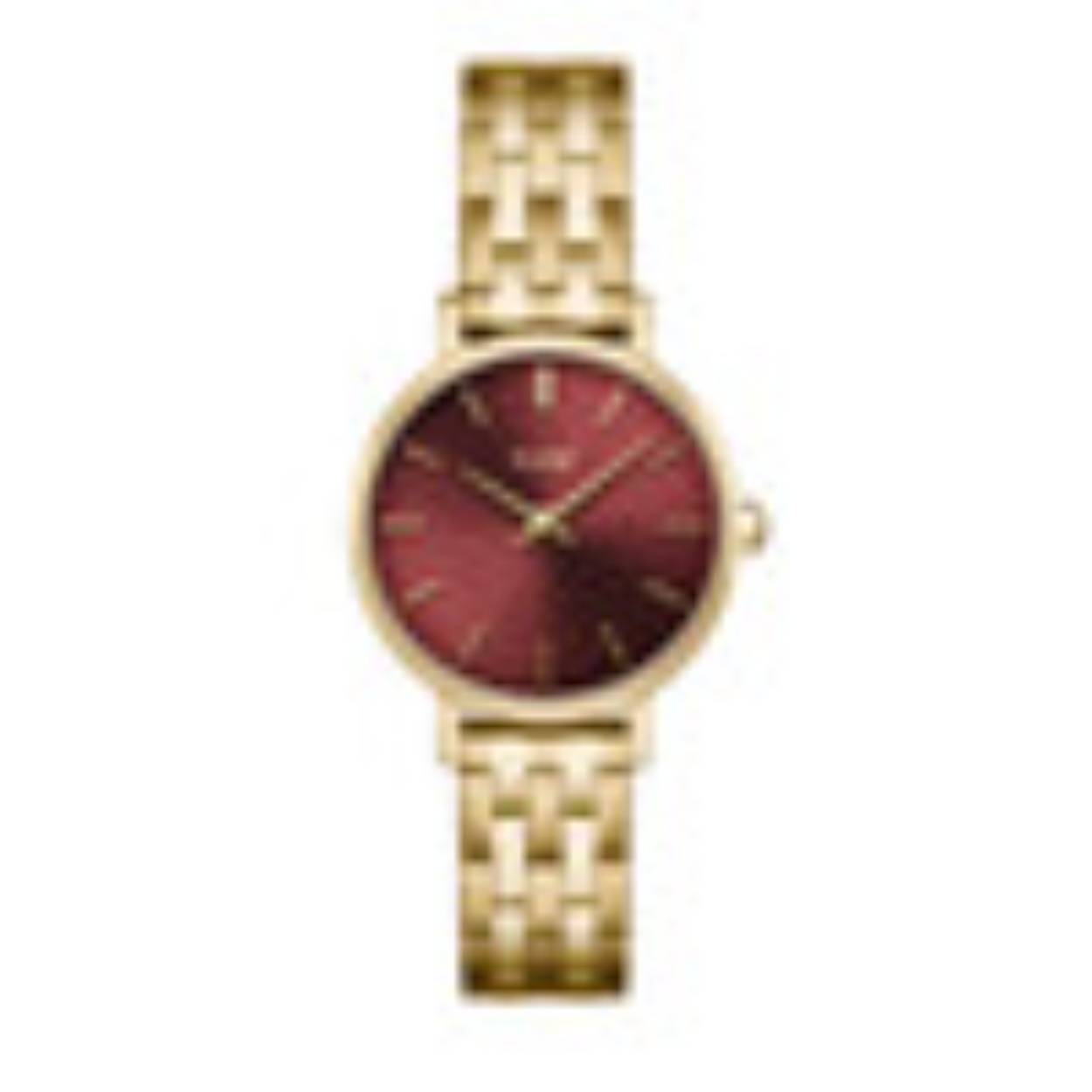 Ben je op zoek naar een stijlvol horloge dat perfect past bij jouw boho chic stijl? Dan is de Boho Chic Petite Steel van CLUSE het horloge voor jou. Dit prachtige horloge is speciaal ontworpen voor dames en heeft een elegante uitstraling.

De horlogeband van de Boho Chic Petite Steel is gemaakt van roestvrij staal, wat zorgt voor duurzaamheid en comfort. Met een kastdiameter van 28 mm en een dikte van 6 mm is dit horloge perfect voor wie houdt van een subtiel en verfijnd design.

De goudkleurige kast van dit horloge geeft het een luxe uitstraling, terwijl het mineraalglas zorgt voor een helder en krasbestendig oppervlak. Het uurwerk van de Boho Chic Petite Steel is quartz, wat zorgt voor een nauwkeurige tijdsaanduiding.

Dit horloge is waterbestendig tot 5 ATM, waardoor je het kunt dragen tijdens dagelijkse activiteiten zoals handen wassen en regenbuien. De opvallende rode wijzerplaat voegt een vleugje kleur toe aan je outfit en maakt dit horloge echt uniek.

Met een vouwsluiting is dit horloge gemakkelijk om te doen en blijft het stevig om je pols zitten. De ronde vorm van de Boho Chic Petite Steel zorgt voor een tijdloos en klassiek design dat nooit uit de mode raakt.