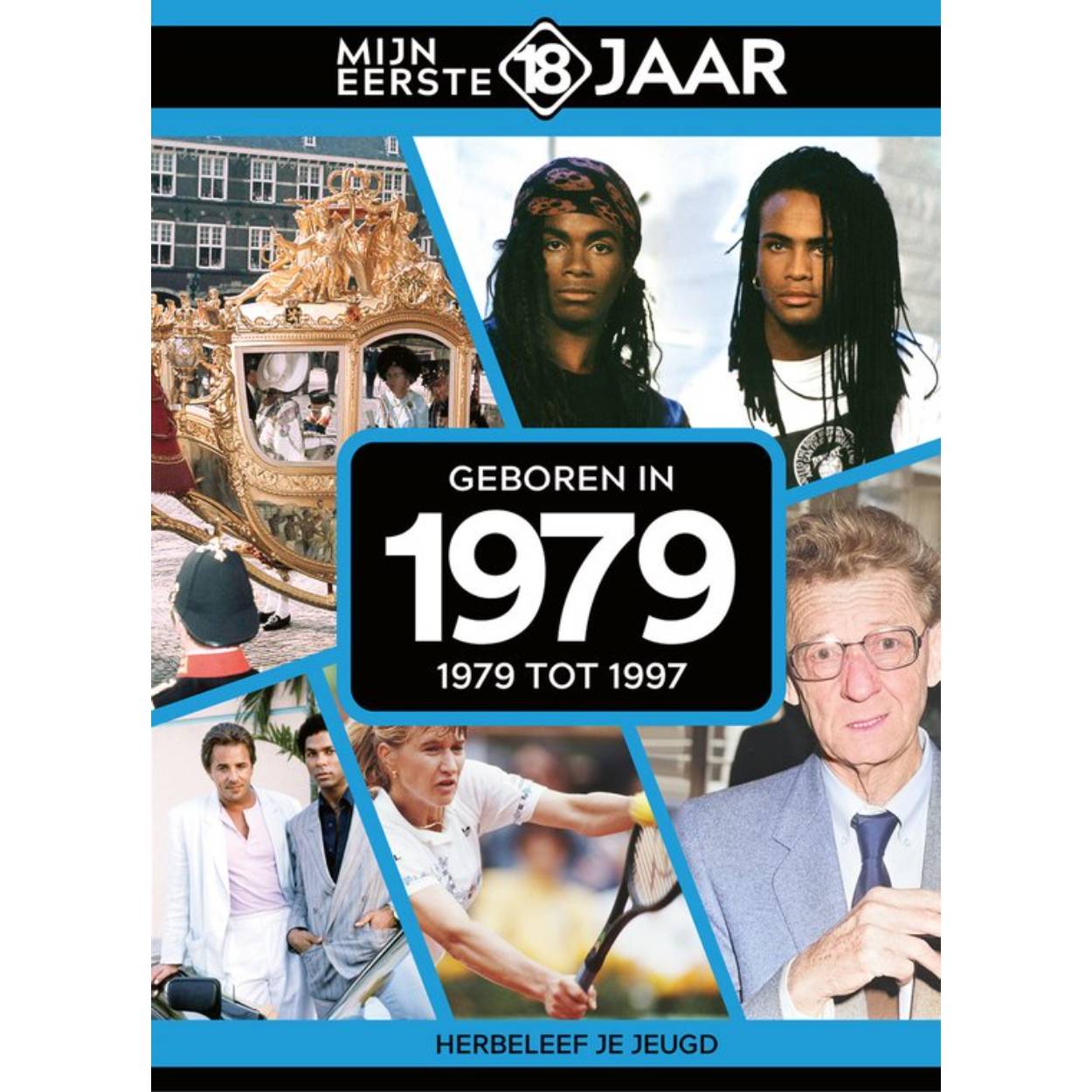 MIJN EERSTE 18 JAAR; GEBOREN IN 1979 De jaren van 1979 tot 1997 Mijn Eerste 18 Jaar is hét boek vol met ‘oh ja!’-momenten. Droom weg bij alle hoogtepunten uit jouw jeugd. Zo beleef je de meest spraakmakende momenten uit de eerste 18 jaar van jouw leven opnieuw. Aan welke hits, films en tv-programma’s heb je mooie herinneringen? Hoe was de mode toen, het straatbeeld en de rages? Welke sporthelden zijn je bijgebleven? En wat was het nieuws waar iedereen het over had? Mijn Eerste 18 Jaar staat boordevol jeugdsentiment. Met maar liefst 182 pagina’s aan kleurrijke foto’s, anekdotes en iconische beelden uit jouw jonge jaren. Ook hebben we per jaar de grootste hits voor je verzameld. Scan de code en beluister jouw hits. Begin met bladeren en herbeleef je jeugd!