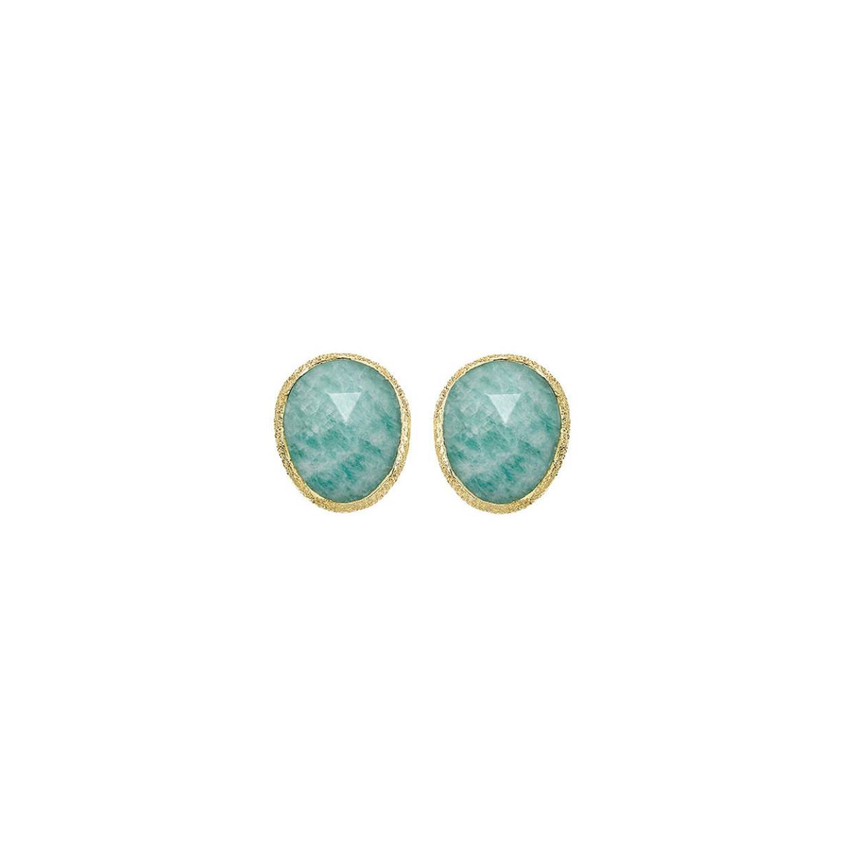 Jorge Revilla luxe oorstekers zilver 18 krt. verguld met amazonite