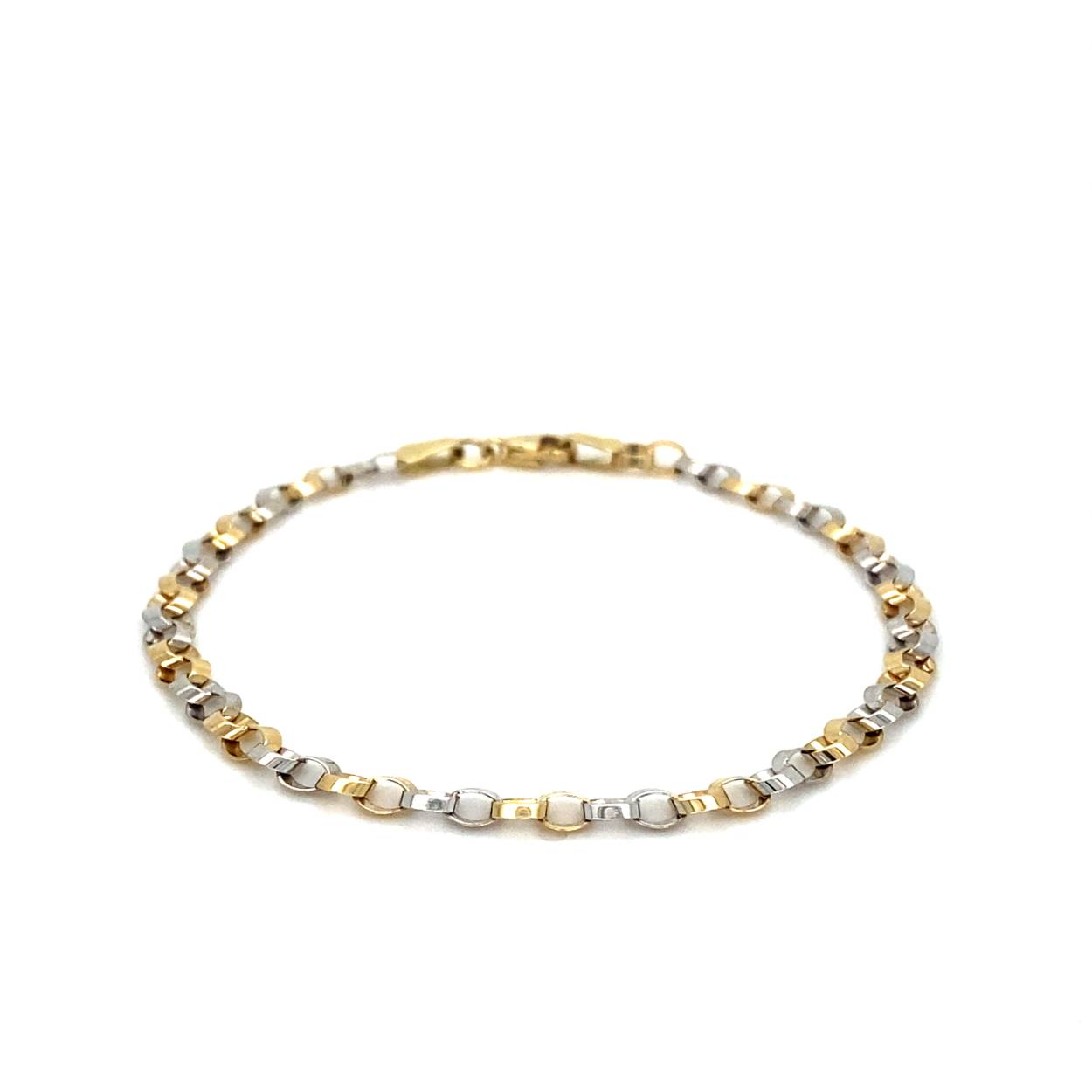 14k geel en witgouden fantasiecollier met 45 cm lengte