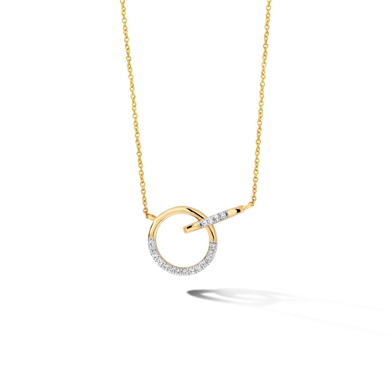 Hanger met GG ketting 18 kt  + 0.05ct briljant