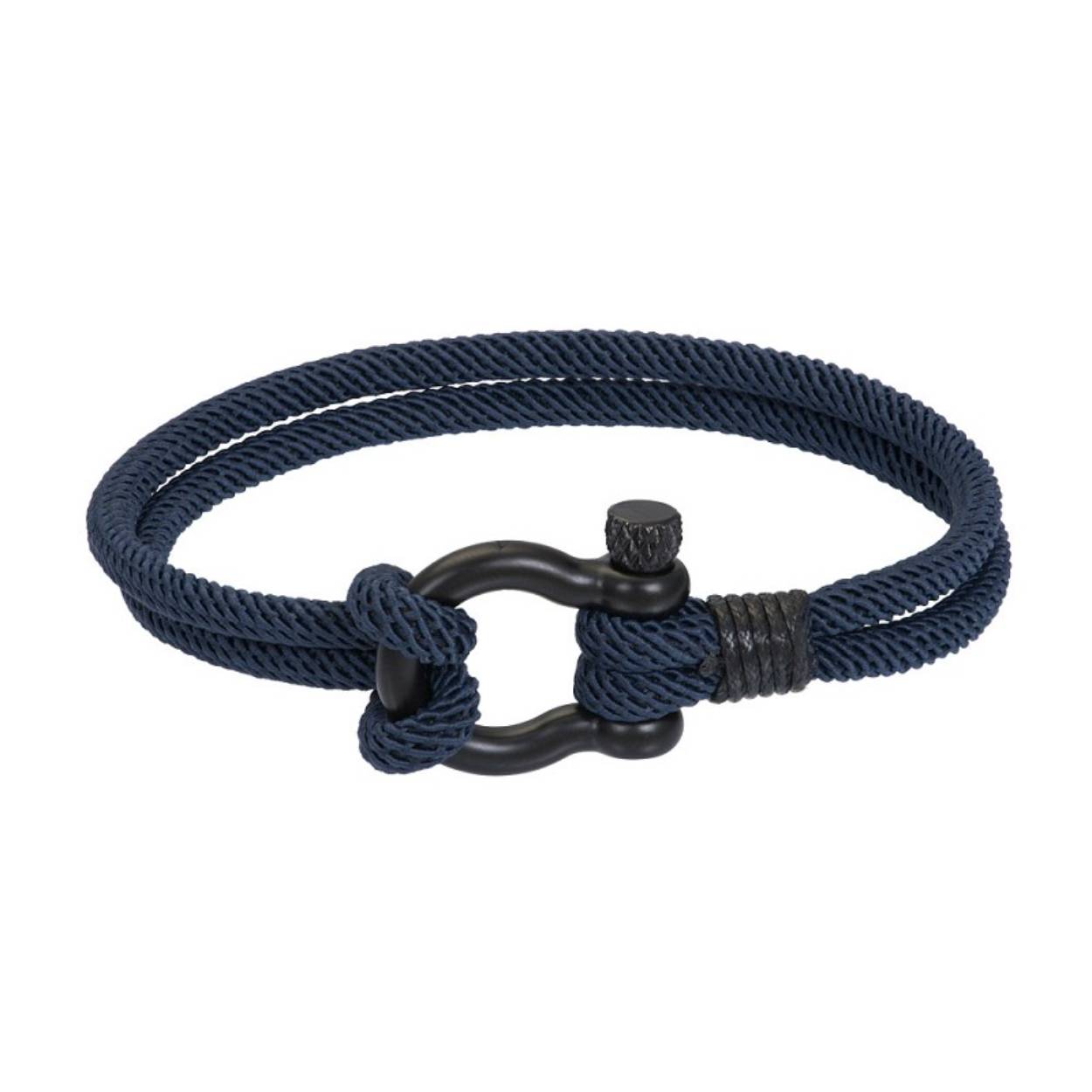 De iXXXi Men armband Jimi bestaat uit een combinatie van blauwkleurig touw en zwartkleurige stainless steel details. Het design van de armband bestaat uit twee brede banden gemaakt van touw die samenkomen bij de speciale sluiting.