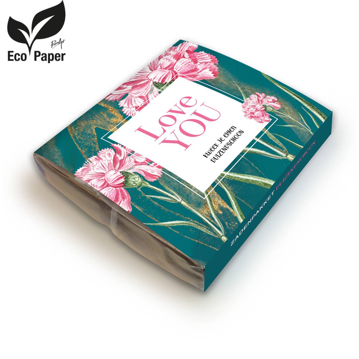  Dianthus bloemen (Duizendschoon) • Natural Gifts • Zadenpakketten Eco Tahiti Love • Papier gemaakt van 100% plantafval • Inhoud: 1 x kweekzak, 1 x grondtablet, 1 x zakje zaden + plantinstructie