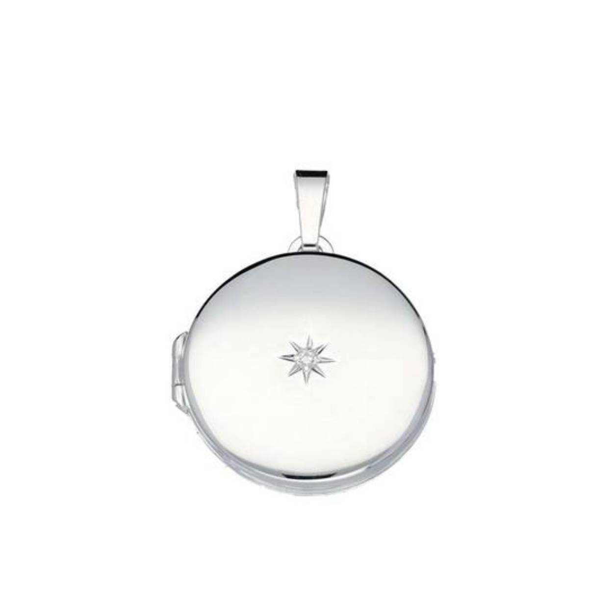 Zilver medaillon rond 21.5 mm met zirkonia