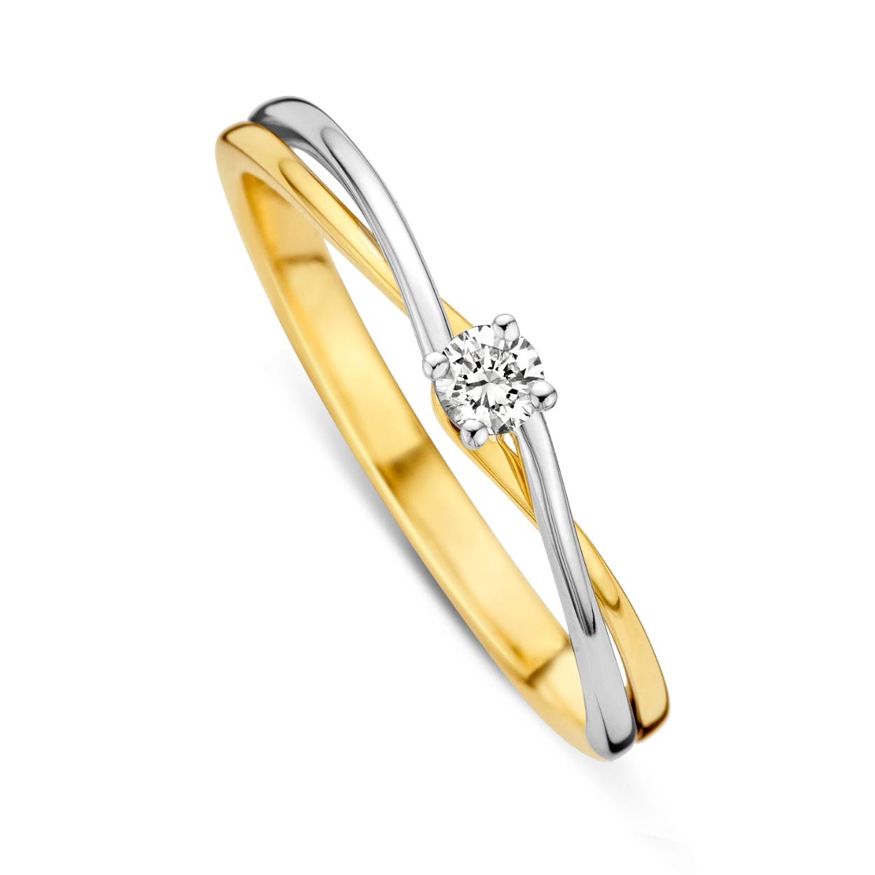 18 karaat bicolor + 0.08ct briljant