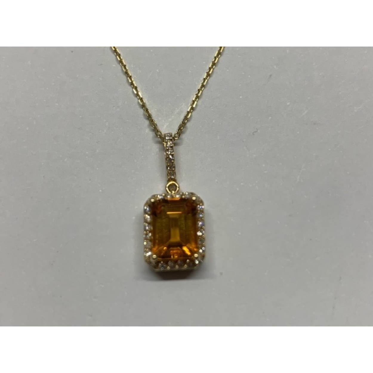 14 Karaat geel gouden collier citrien met diamant