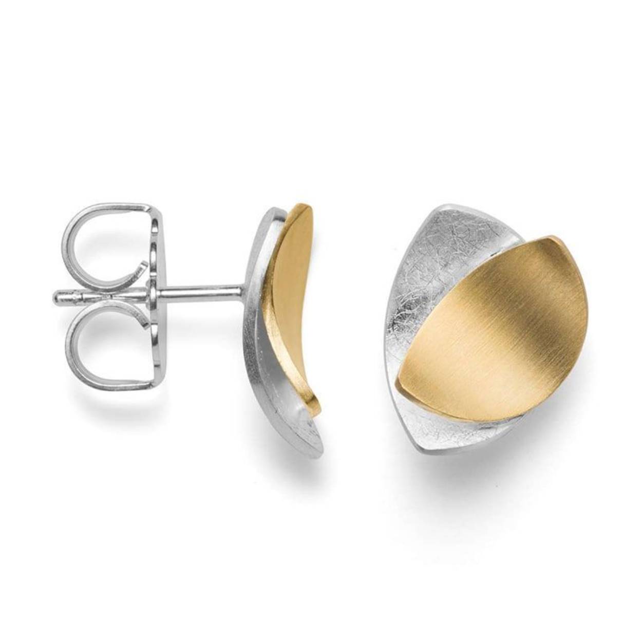 zilveren oorstekers, ijsmat/verguld ovalen
