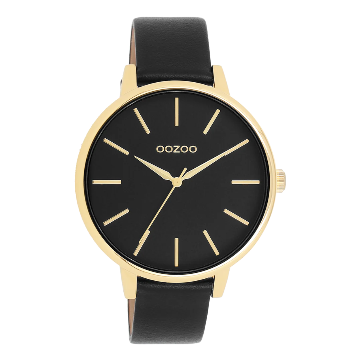 GOUDKLEURIGE HORLOGE MET ZWARTE LEREN BAND