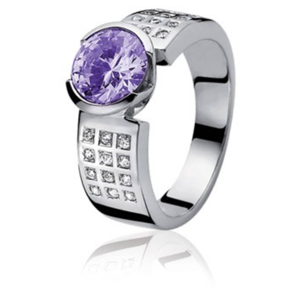 Zinzi zilveren ring paars/wit zirkonia mt52 ZIR500P