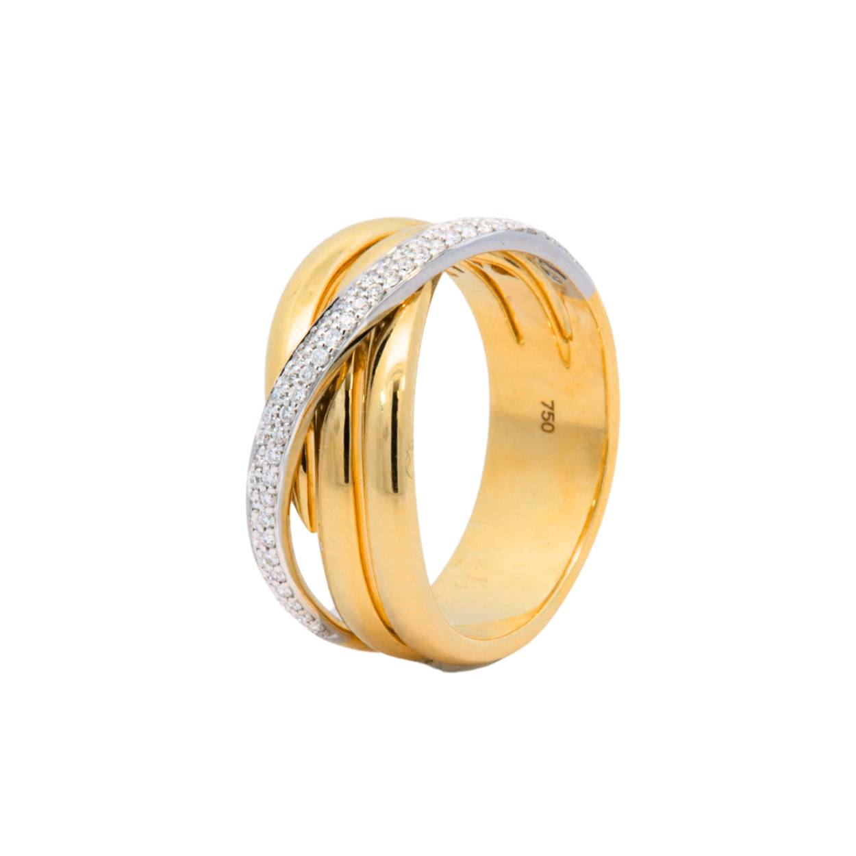 Ring in 18kt bicolor goud met briljant 0.17ct