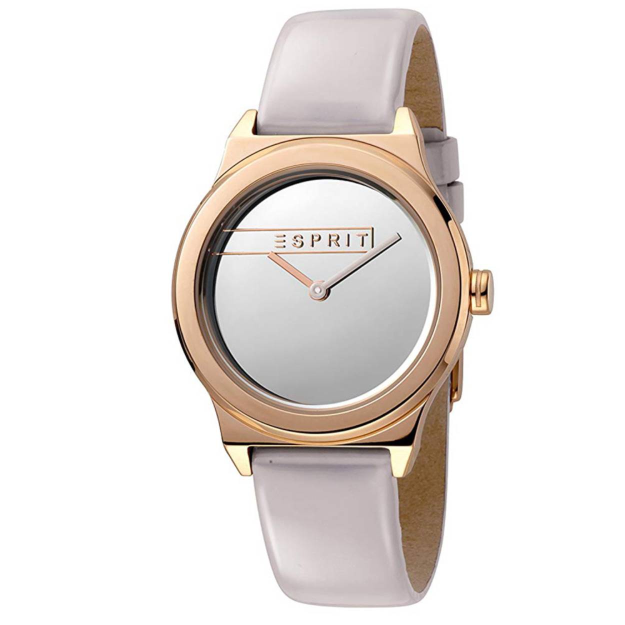 Dit dames horloge is van het merk Esprit. Het is een quartz horloge. De band is gemaakt van lederen. De diameter van de kast is 34mm.