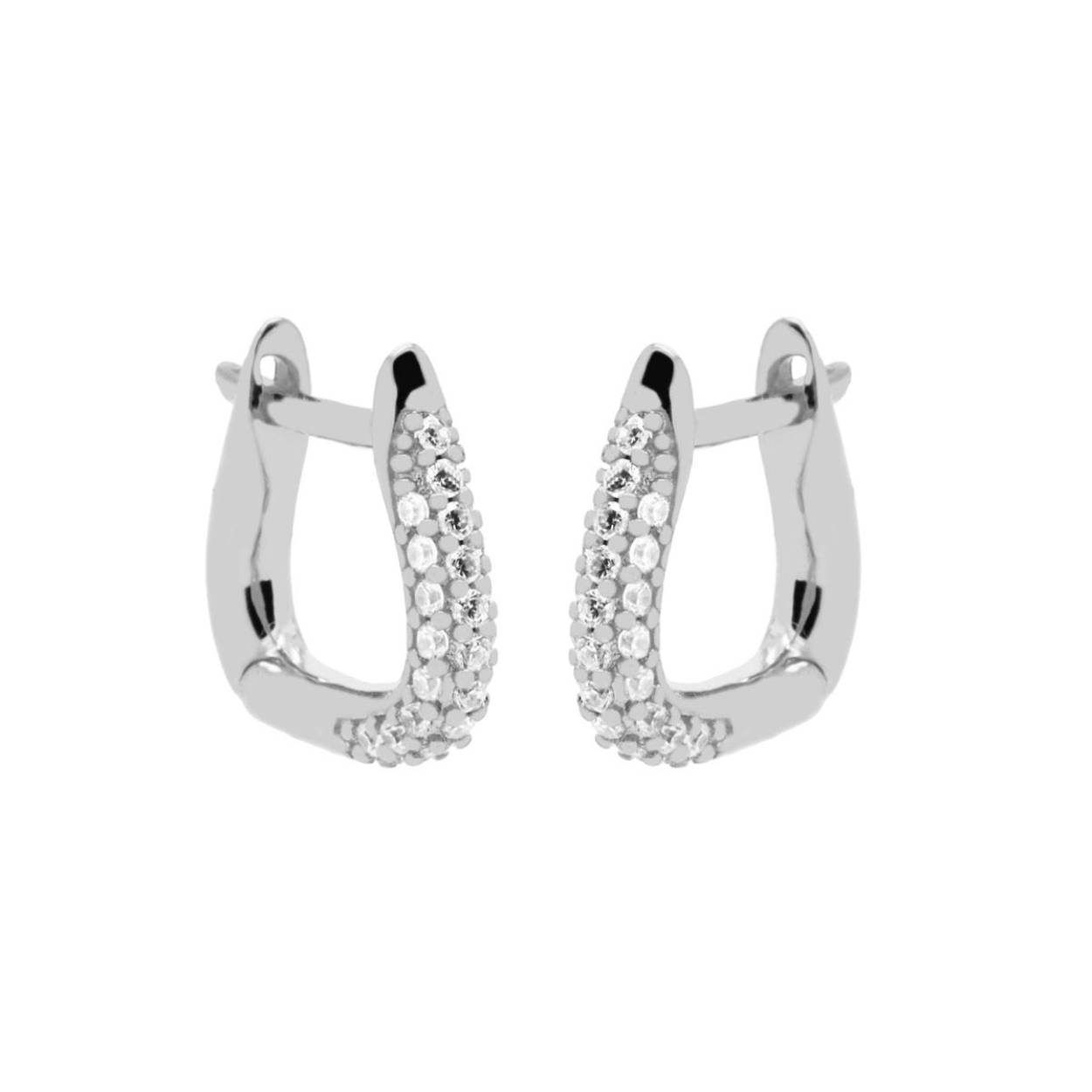 Hinged Hoops Zirconia Convex Small Silver 12MM