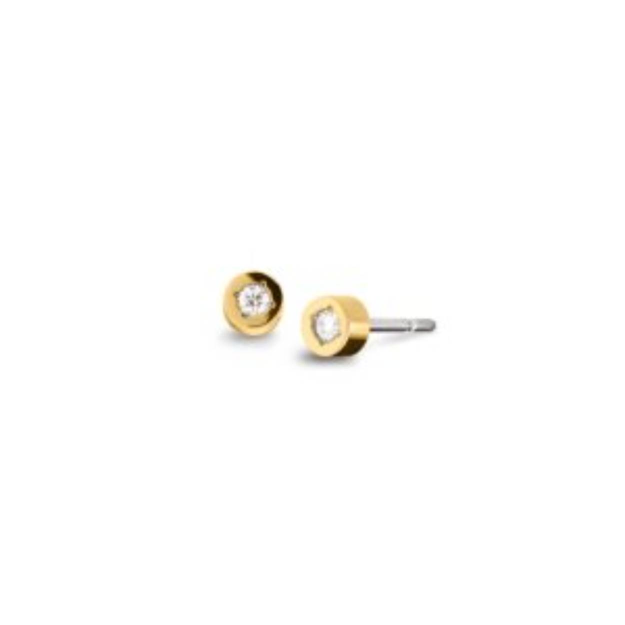 Boccia oorstekers titanium goldplated met diamant 05083-04 