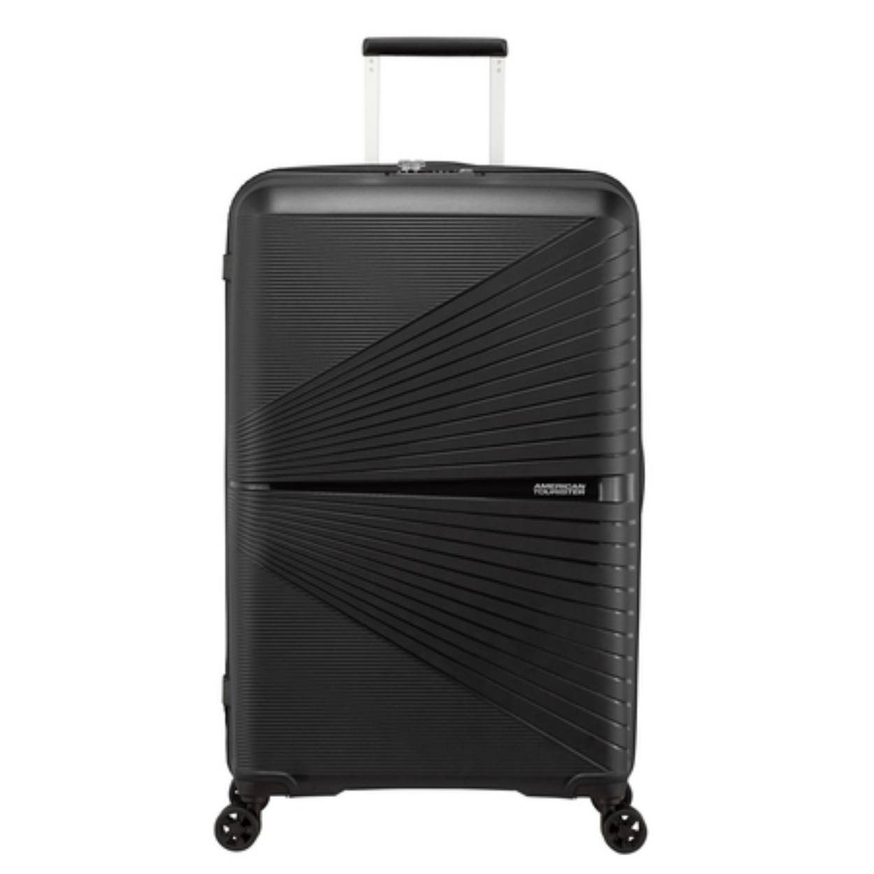 Hier is Airconic, 
AT lichtste hardschaal koffer ooit! De grote Spinner weegt amper 3,2 kg – ongelofelijk! American Tourister bewijst opnieuw hoe het vernieuwende, lichte koffers moeiteloos in een hedendaags jasje stopt. 
De lijnen die rondom de koffer lopen geven Airconic een dynamische en moderne uitstraling. Het comfort wordt verzekerd door de dubbele wielen, de ergonomische handgrepen en het verzonken TSA-slot. 
Airconic is verkrijgbaar in diverse opvallende kleuren. Welke je ook kiest, zo licht reisde je nog nooit. 
Productinfo Garantie 3 jaar beperkte wereldwijde garantie Model Spinner (4 wielen) Kleur navy Materiaal 100% Polypropylene Afmetingen 77 x 49 x 31 cm (inclusief handvatten, wielen, bodemdoppen, zijvakken en andere uitwendige onderdelen) Size large 
Volume 101 L Kenmerken Buitenkant Categorie Hard Slot Geïntegreerd TSA combinatieslot, bestaande uit 3 cijfers Ritsen Ja Handvatten Bovenhandvat(ten) & zijhandvat(ten) Trekstang Dubbele trekstang Wielen 4 wielen Type wielen Dubbele wielen Binnenkant Onderste compartiment Ja Bovenste compartiment Ja Inpakriemen In bovenste & onderste compartiment