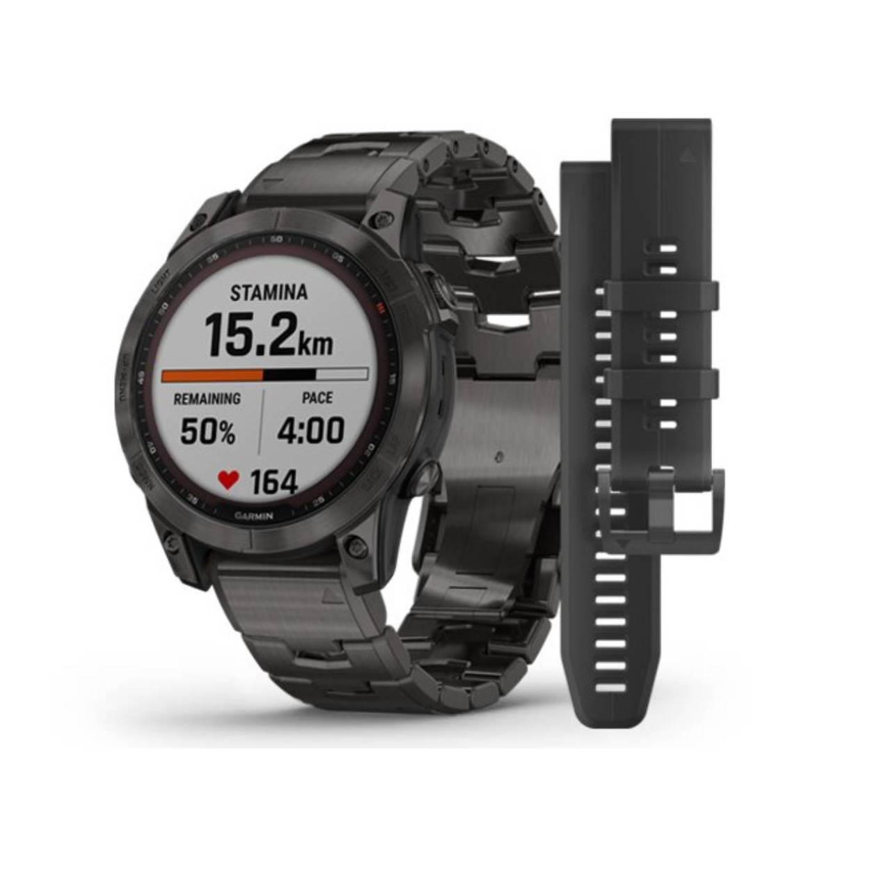 Deze Garmin smartwatch behoort tot Fenix 7 collectie.
Referentienummer: 010-02541-27

De Garmin Fenix 7 is meest geavanceerde multisport smartwatch. Gemaakt voor performance met premium materialen en een vernieuwd, stevig en atletisch design.

Deze Garmin Fenix 7X is selectief verkrijgbaar. Het horloge is 51mm en heeft een Carbon Grey DLC titanium kast met Carbon Grey DLC vented titanium polsband. Tevens wordt een extra siliconen meegeleverd. De batterijduur is maar liefst 37 dagen in smartphone modus en 135 uur in GPS modus. Tevens voorzien van een heel handige ingebouwde LED zaklamp.