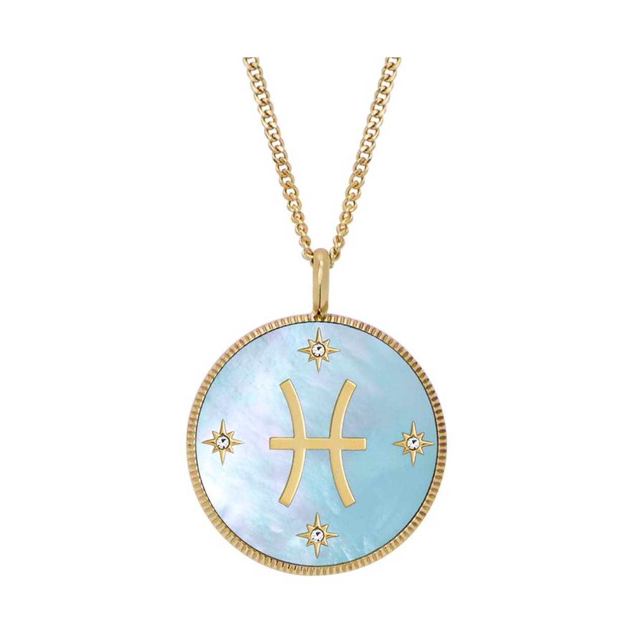 Kies voor een persoonlijk sieraad met deze ketting met sterrenbeeld uit onze Written in the Stars collectie. De stralende goudkleurigige roestvrijstalen ketting en glanzend goudkleurigige parelmoeren hanger geven elke look een moeiteloos vleugje luxe. Een elegante toevoeging aan elke sieradencollectie.