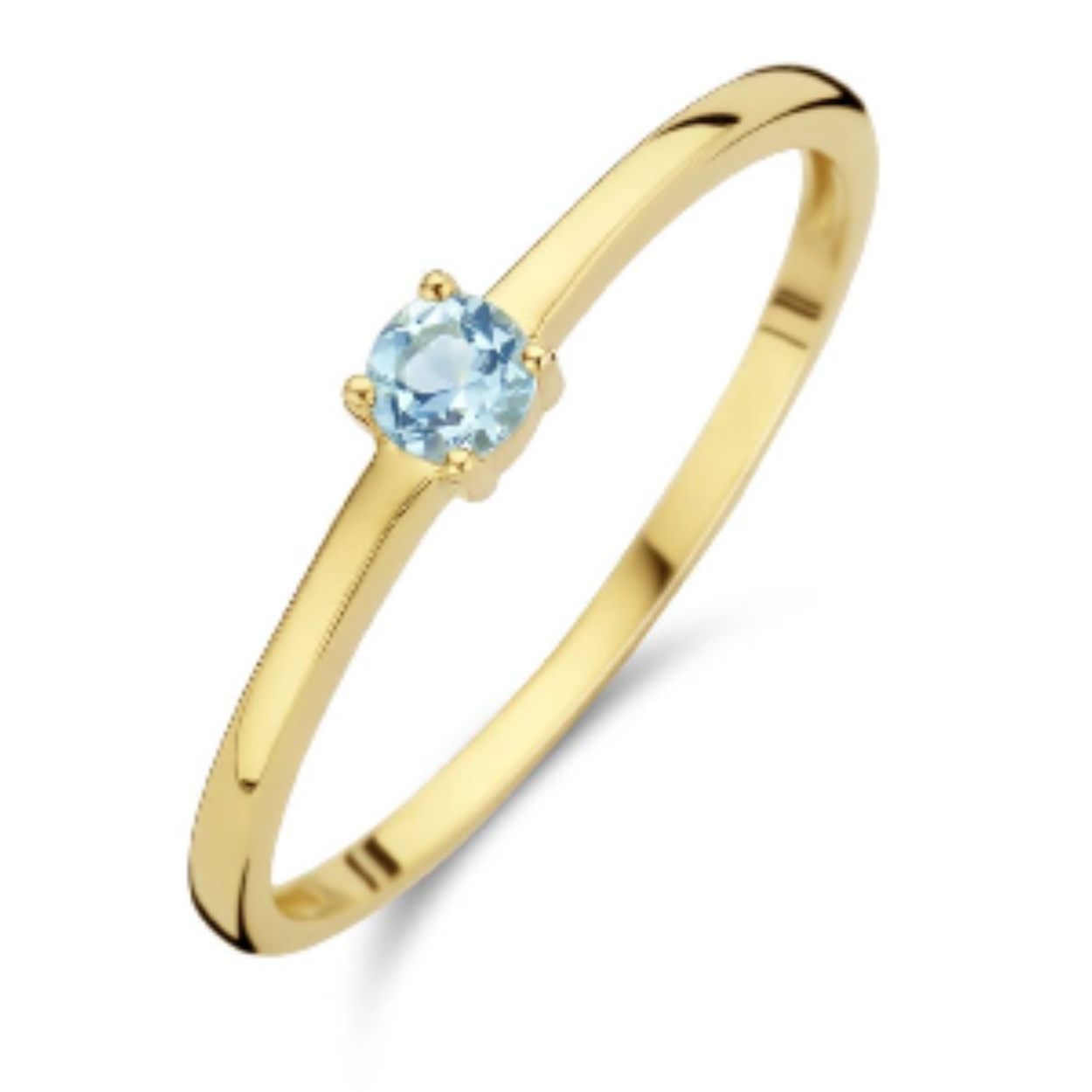 gouden ring met aquamarijn maat 16.5