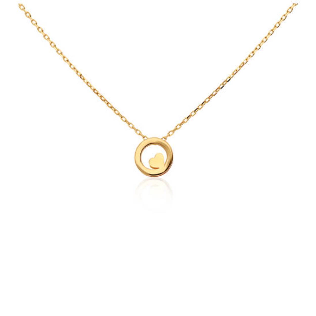 Gouden Collier met Rondje met Hartje
