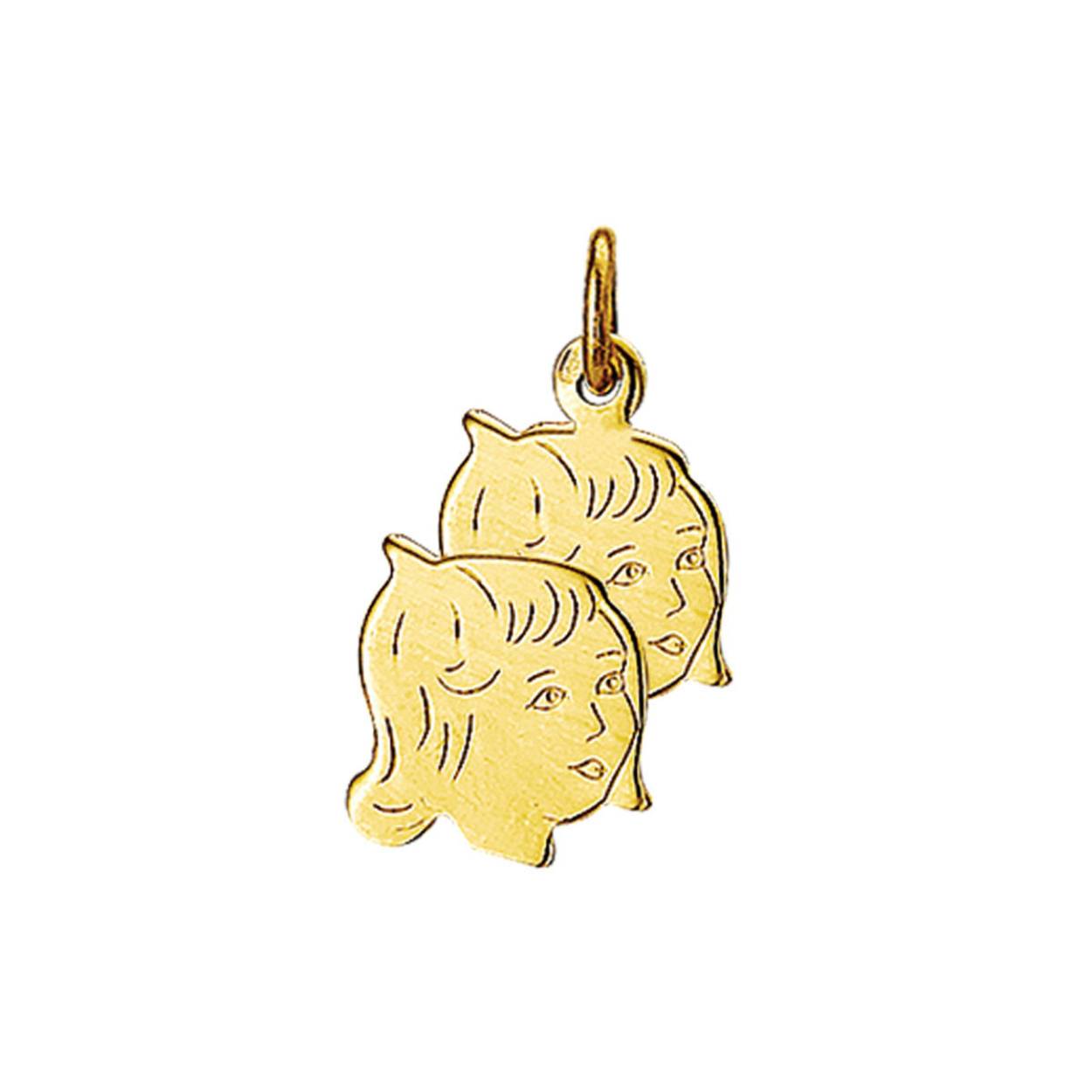 Geelgouden hanger met een kinderhoofdje.