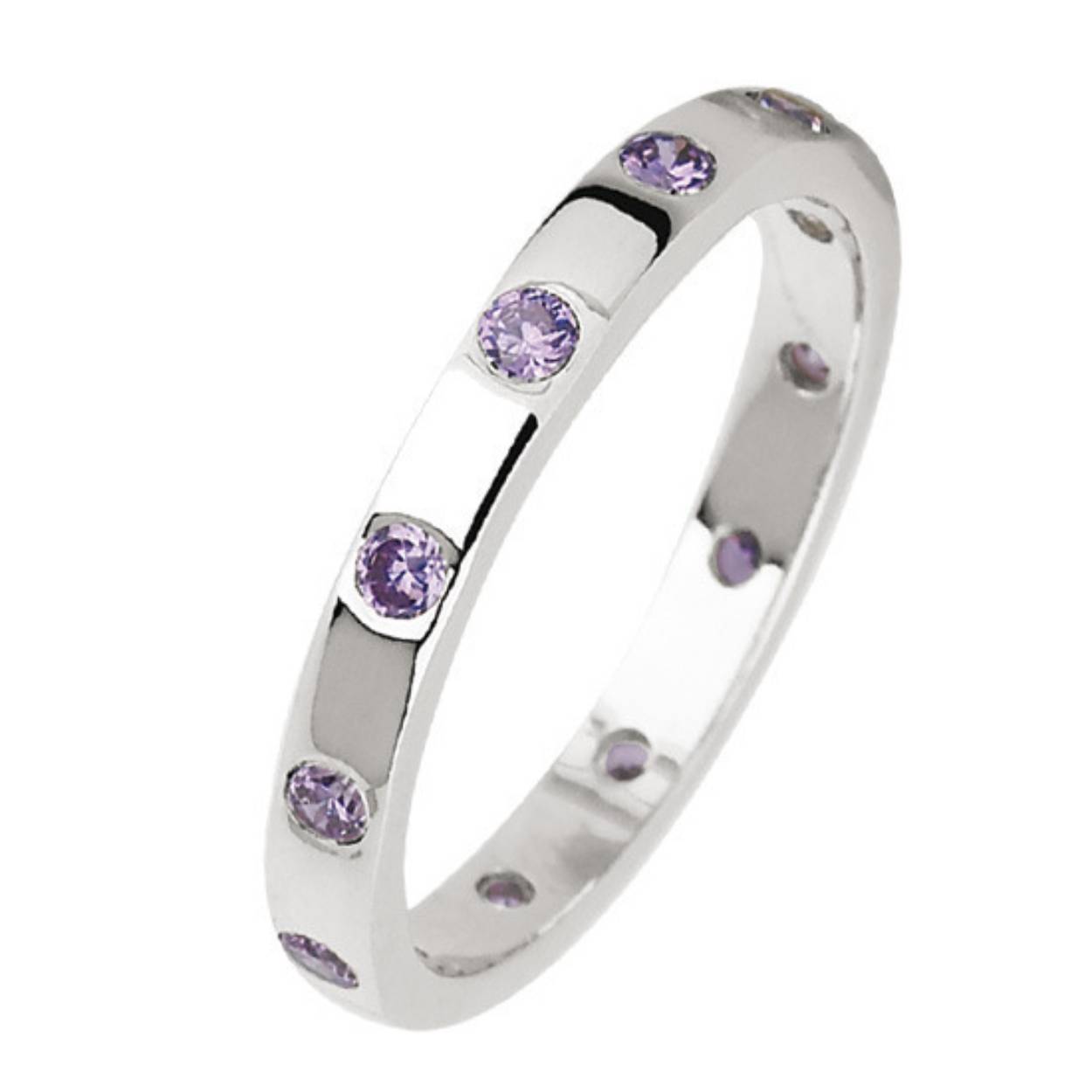 
Zinzi zilveren ring paars zirkonia rondom mt60 zir314
