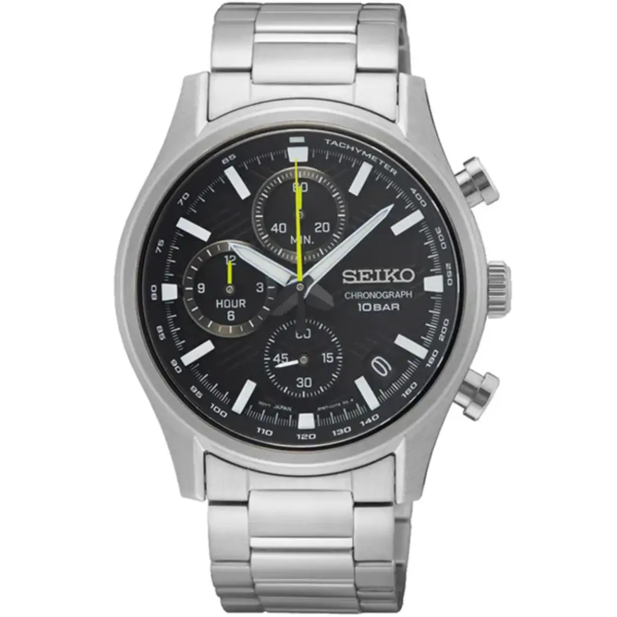 De Seiko SSB419P1 is een sportief horloge. Het Seiko horloge heeft een edelstalen horloge kast en band, een zwarte wijzerplaat met gele accenten en een geschroefde achterdeksel. Het Seiko SSB419P1 horloge heeft een chronograaf functie, datum functie, krasvast saffierglas en is 10 atm waterdicht.

De verdere specificaties van het horloge zijn als volgt:
 Analoog / Chronograaf
Quartz uurwerk
Edelstalen kast
Geschroefde achterdeksel
Zwarte Wijzerplaat met Gele accenten
Uren, Minuten, Seconden, Stopwatch, Datum aanduiding
Saffierglas
Edelstalen band
Breedte band: 20 mm - Vouwsluiting met druk knoppen
Waterdicht tot 10 ATM
Diameter: ca. 39 mm
Hoogte: ca. 12 mm