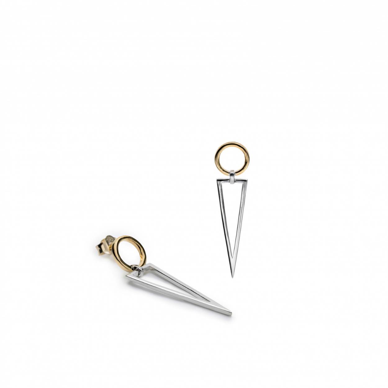 TWO-TONE EARRINGS TRIANGLE AND CIRCLE DESIGN
