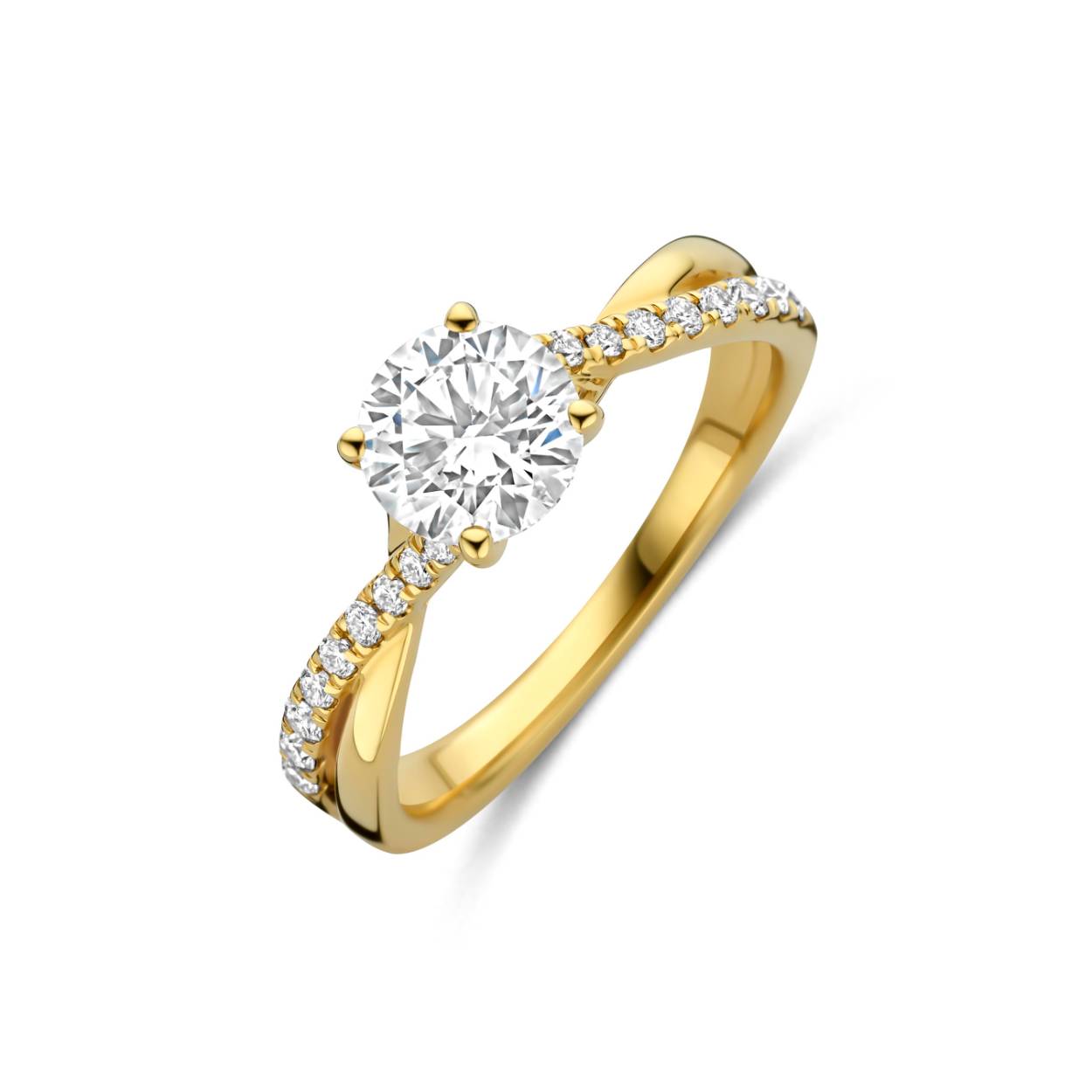 Ring geel goud 18kt met labdiamanten.